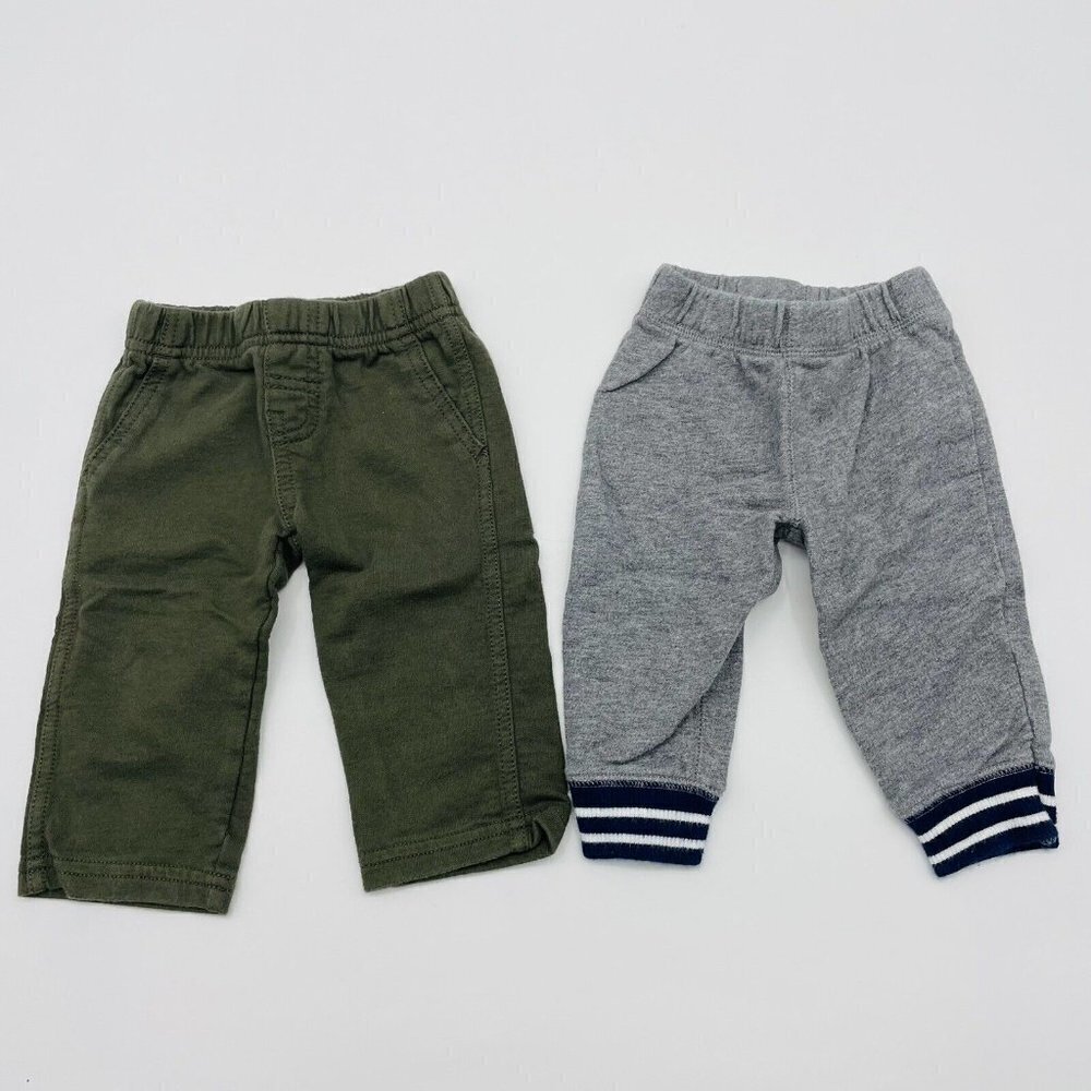 Carters Infant Boys Size 6 Months Lot of 2 Elastic Waist Jogger Sweatpants 654